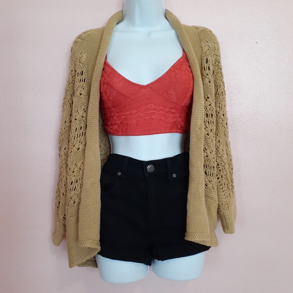 2 items Crochet tick cardigan sweater, shorts